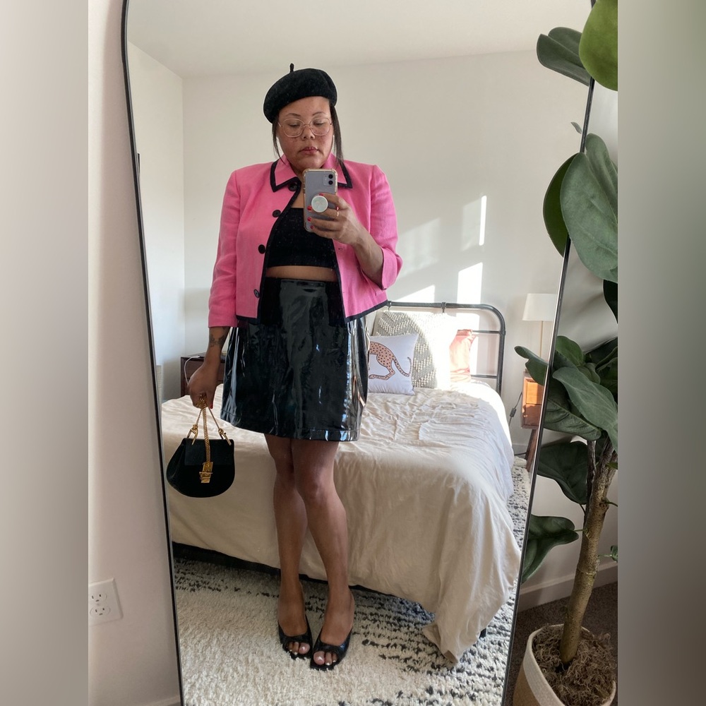 Vinyl mini skirt